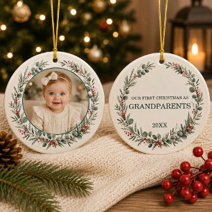 First Year as Grandparents Christmas Photo Ceramic Ornament