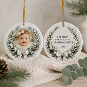 First Year as Grandparents Christmas Photo Ceramic Ornament