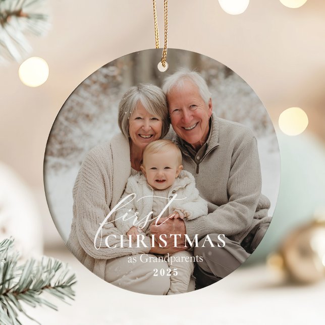 First Year as Grandparents Christmas Photo  Ceramic Ornament (Creator Uploaded)