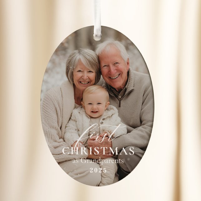 First Year as Grandparents Christmas Photo  Ceramic Ornament (Creator Uploaded)