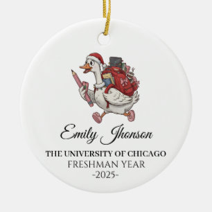 First Year At College Ornament, College Christmas Ceramic Ornament