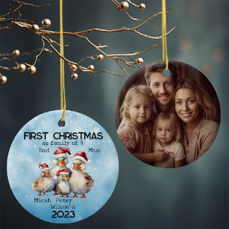 First Year Christmas as Family of 4 Duck Family Ceramic Ornament