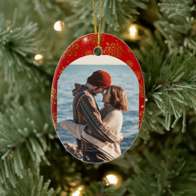 First Year Dating Couples Christmas Ceramic Ornament (Tree)
