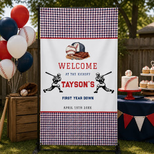 First Year Down Baseball 1st Birthday Party Banner