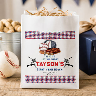 First Year Down Baseball 1st Birthday Party Favour Bag