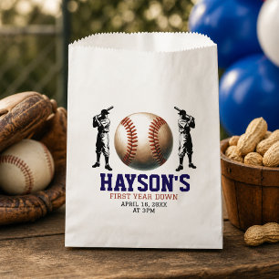 First Year Down Baseball 1st Birthday Party Favour Bag