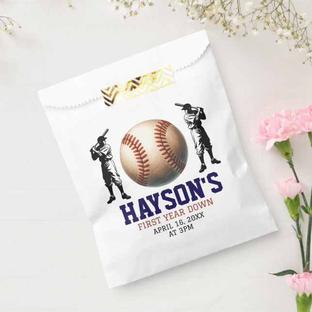 First Year Down Baseball 1st Birthday Party Favour Bag (Sealed)