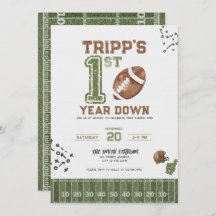 First Year Down | Boy Football Birthday Invitation