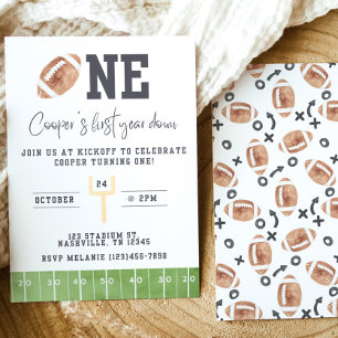 First Year Down First Birthday Invitation Football