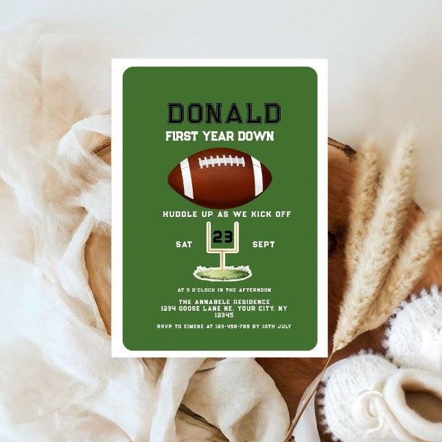 First Year Down Football 1st Birthday  Invitation (Creator Uploaded)