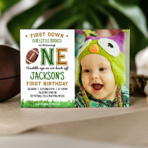 First Year Down Football 1st Birthday Invitation