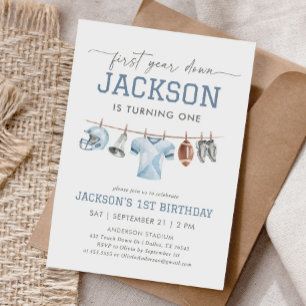 First Year Down Football 1st Birthday Invitation