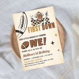 First Year Down Football 1st Birthday Invitation