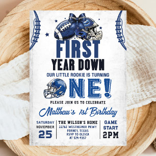 First Year Down Football 1st Birthday Invitation
