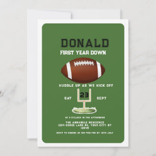 First Year Down Football 1st Birthday Invitation