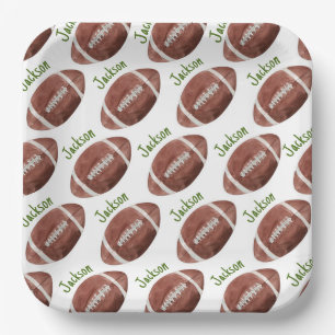 First Year Down Football 1st Birthday Paper Plate