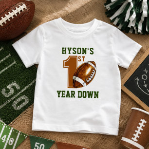First Year Down Football 1st Birthday Party Baby T-Shirt
