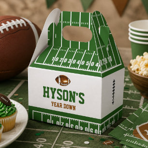 First Year Down Football 1st Birthday Party Favour Box