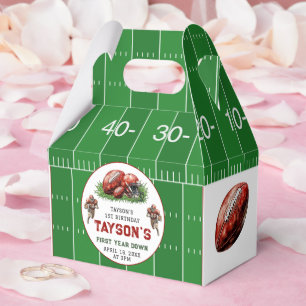 First Year Down Football 1st Birthday Party Favour Box