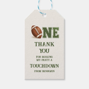 First Year Down Football 1st Birthday Party  Gift Tags