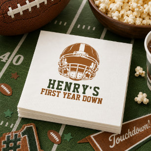 First Year Down Football 1st Birthday Party Napkin