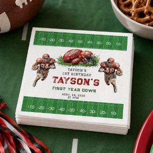 First Year Down Football 1st Birthday Party Napkin