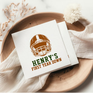 First Year Down   Football 1st Birthday Party Napkin