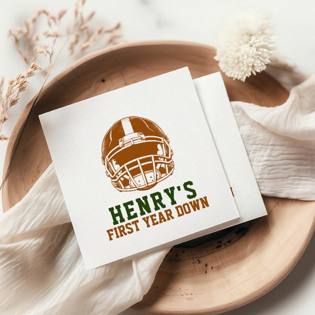 First Year Down | Football 1st Birthday Party Napkin (Creator Uploaded)