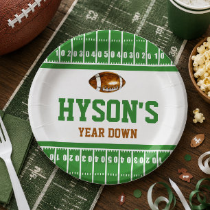 First Year Down   Football 1st Birthday Party Paper Plate