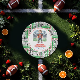 First Year Down Football 1st Birthday Party Paper Plate