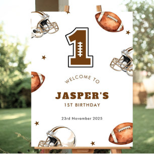 First Year Down Football 1st Birthday Welcome Poster