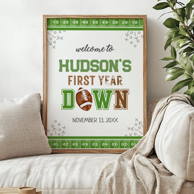 First Year Down Football 1st Birthday Welcome Sign (Creator Uploaded)