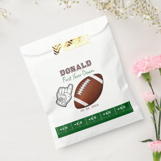 First Year Down Football Birthday  Favour Bag (Sealed)