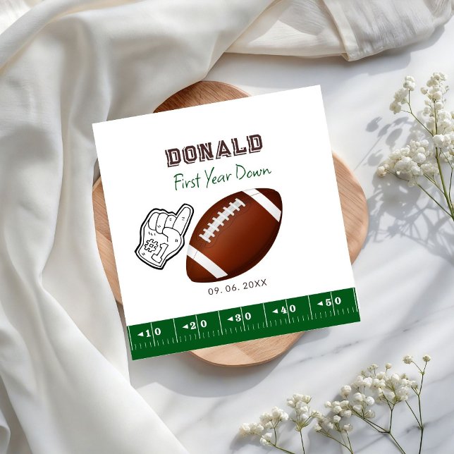 First Year Down Football Birthday  Napkin (Creator Uploaded)