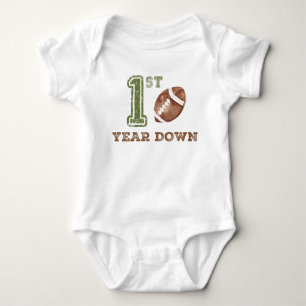 First Year Down Football Birthday Outfit Baby Bodysuit