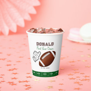 First Year Down Football Birthday  Paper Cups