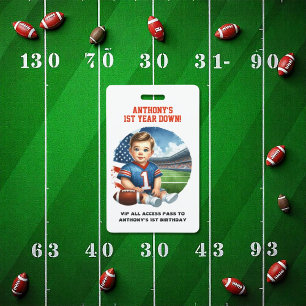 First Year Down Football Birthday VIP Pass ID Badge