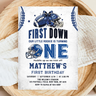 First Year Down Football First Birthday Invitation