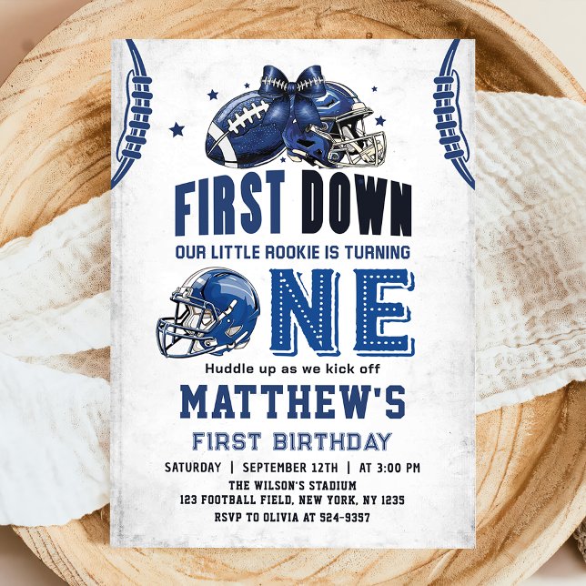 First Year Down Football First Birthday Invitation (Creator Uploaded)
