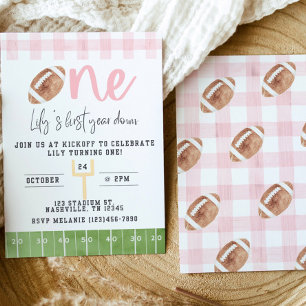 First Year Down Football Invitation, First Birthda Invitation