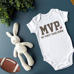 First Year Down Football MVP Birthday Boy Baby Bodysuit