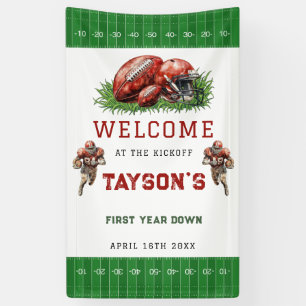First Year Down Football photo 1st Birthday Party Banner