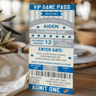 First Year Down! Football Ticket Birthday Invitation