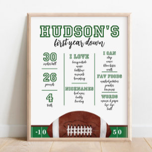 First Year Down Milestone Board 1st Birthday Stats Poster