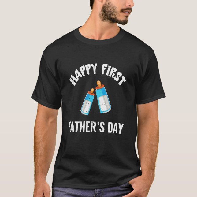 First Year Fathers Day  Baby Bottles Milk Best Dad T-Shirt (Front)