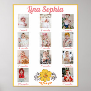 First Year Floral Monthly Photos Poster