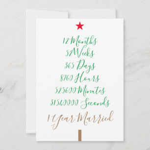 First year Married Anniversary Holiday Card