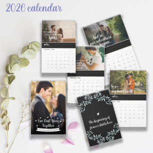 First Year Together Newlywed Photo Romantic Quotes Calendar