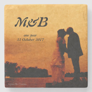 First year wedding anniversary keepsake stone coaster
