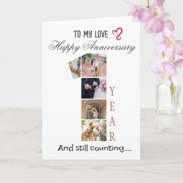 First Year Wedding Anniversary Photo Card (Orchid)